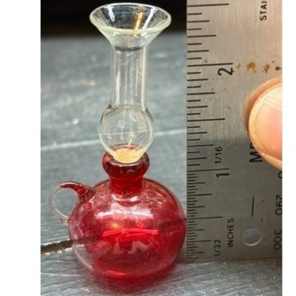 Vintage‎ Miniature Red Blown Glass Vase Tiny Collectible Accent Decor